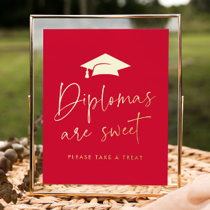 Diplomas Are Sweet Red Graduation Party Foil Sign