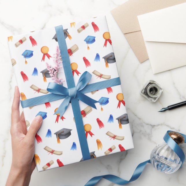 Diplomas Graduation Caps Wrapping Paper (Gifting)
