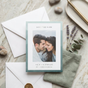 Dipped Watercolor Border Photo Wedding Save The Date