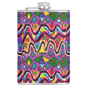 Dippy Hippy Retro painting style Hip Flask