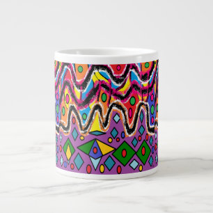 Dippy Hippy Retro painting style Large Coffee Mug