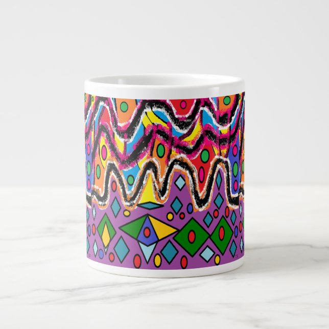 Dippy Hippy Retro painting style Large Coffee Mug (Front)