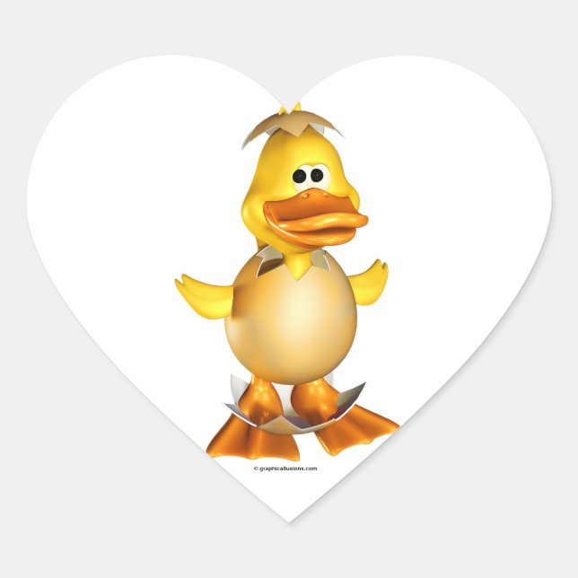 Dippy the Duckling Heart-Shaped Stickers (Front)