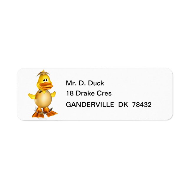 Dippy the Duckling Return Address Labels (Front)