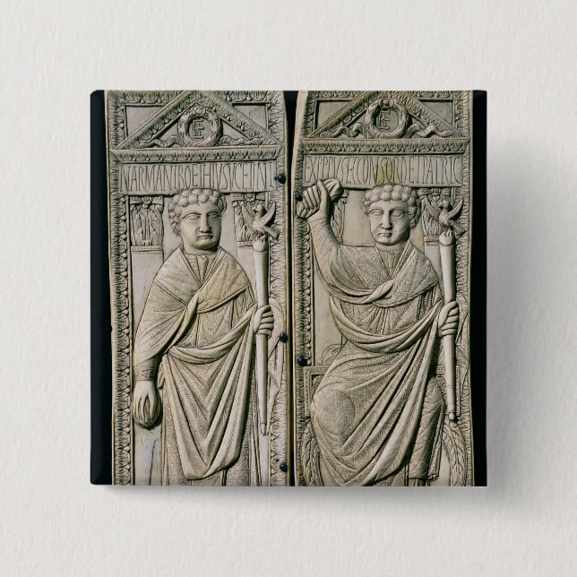 Diptych of Boethius  Consul in 487 AD 15 Cm Square Badge (Front)