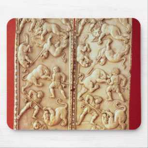 Diptych with a lion hunting scene mouse pad