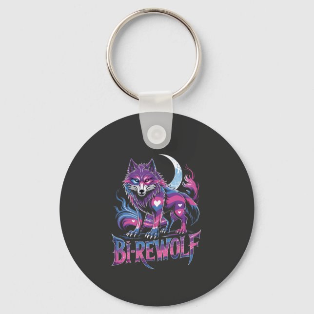Dire Wolf Birewolf Bisexual LGBT Key Ring (Front)