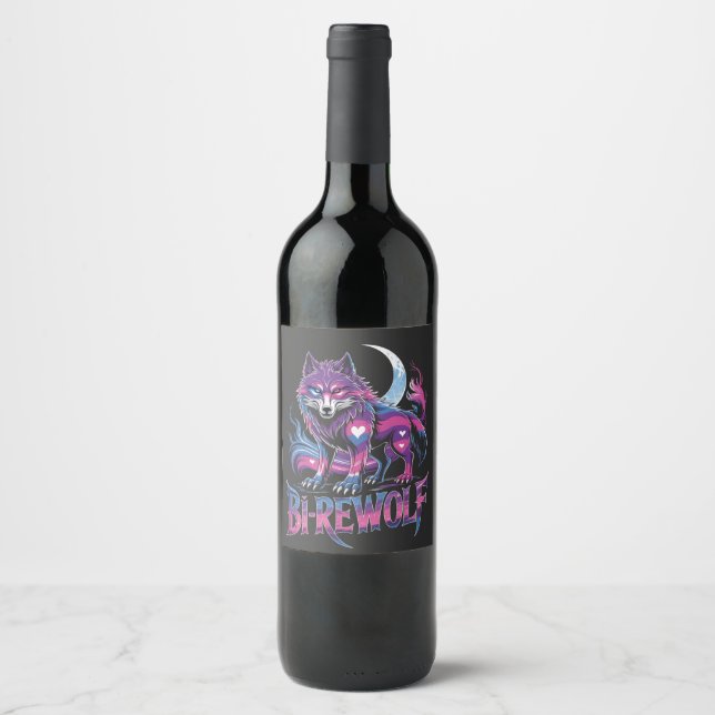 Dire Wolf Birewolf Bisexual LGBT Wine Label (Front)
