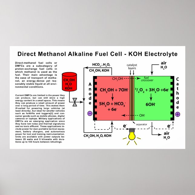 Direct Methanol Alkaline Fuel Cell Diagram Poster (Front)