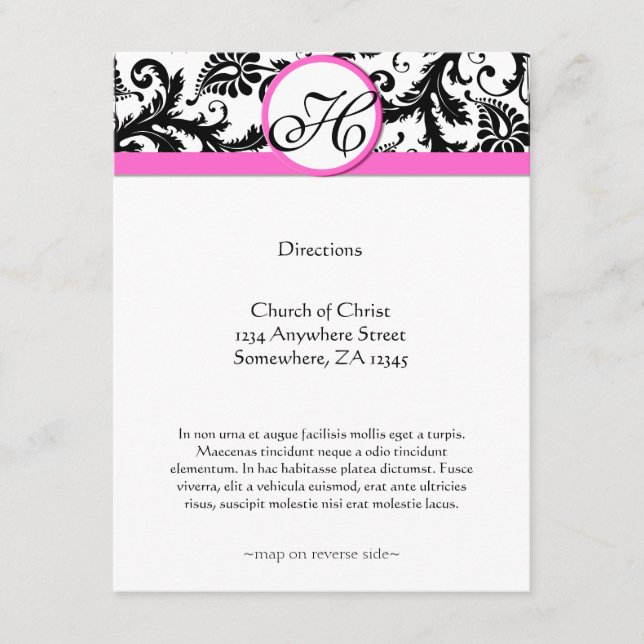 DIrection Cards- Require  5 x 7 size Inivitations Enclosure Card (Front)