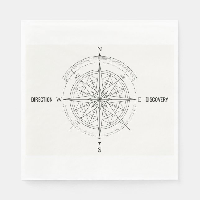 Direction Discovery Nautical Compass Rose  Napkin (Front)