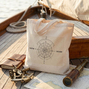Direction Discovery Nautical Compass Rose Tote Bag
