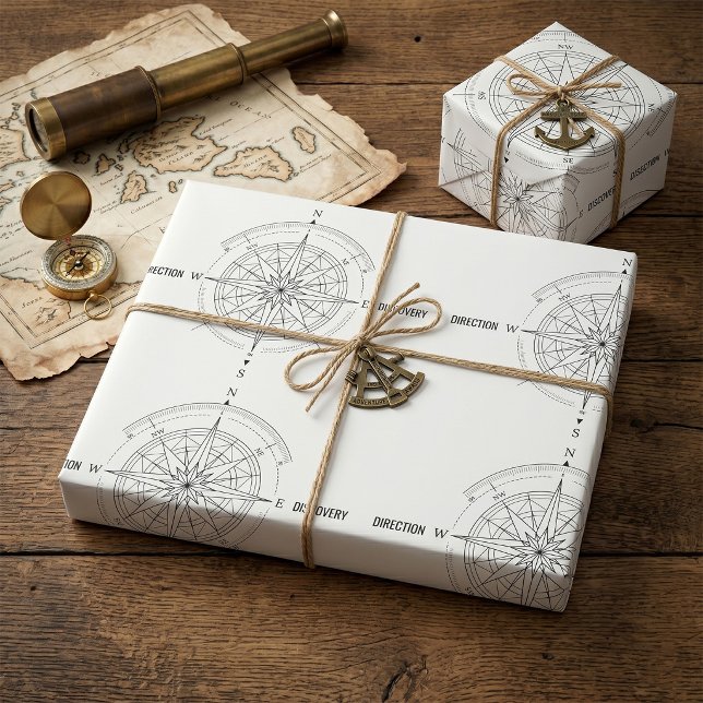 Direction Discovery Nautical Compass Rose  Wrapping Paper (Creator Uploaded)