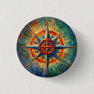 Direction in Chaos (Compass Rose) 3 Cm Round Badge