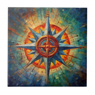 Direction in Chaos (Compass Rose) Ceramic Tile