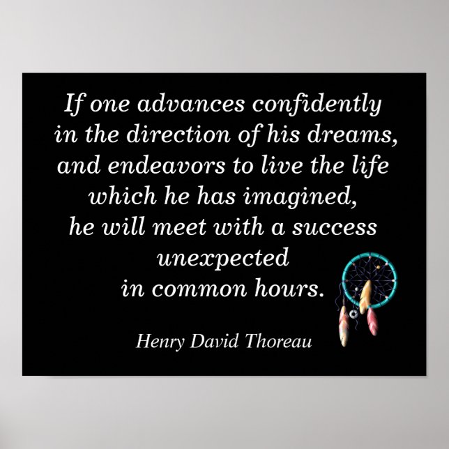 Direction of his dreams - Thoreau quote -art print (Front)