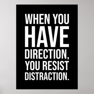Direction vs Distraction, Gym, Hustle, Success Poster