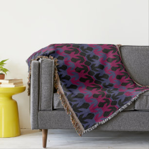 Directional Arrow in a Maroon and Blue Grey Patter Throw Blanket