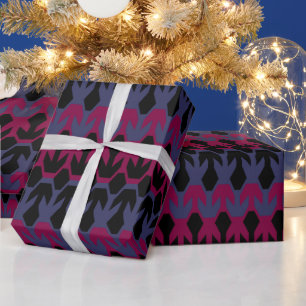 Directional Arrow in a Maroon and Blue Grey Patter Wrapping Paper