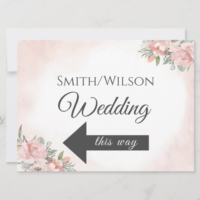 Directional Arrow Sign Floral Beach Invitation (Front)