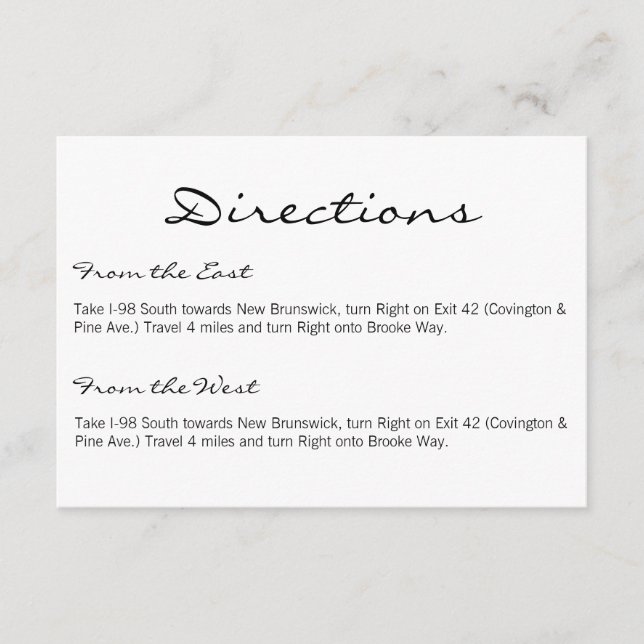 Directions Card | Basic-white (Front)