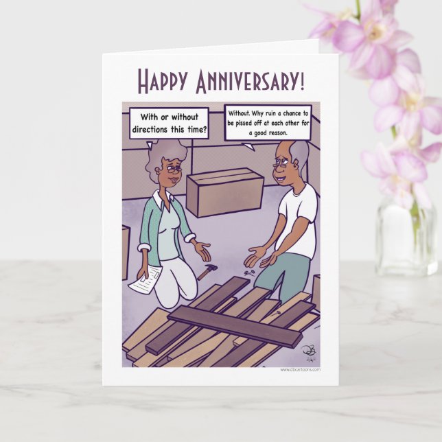 Directions Cartoon Anniversary Card (Orchid)