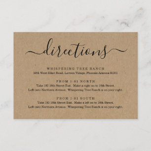 Directions Enclosure Card - Simple Kraft Paper