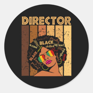 Director Afro African American Women Black History Classic Round Sticker
