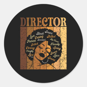 Director Afro African American Women Black History Classic Round Sticker