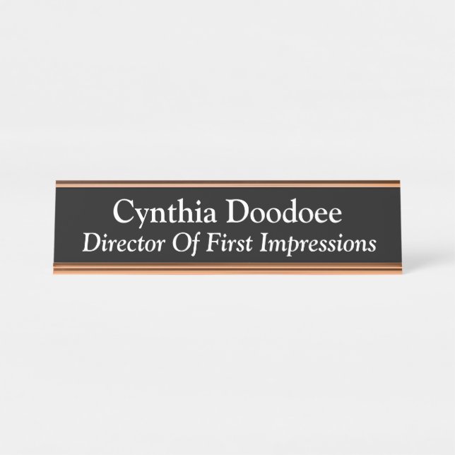 Director Of First Impressions Black Desk Name Plate (Front)