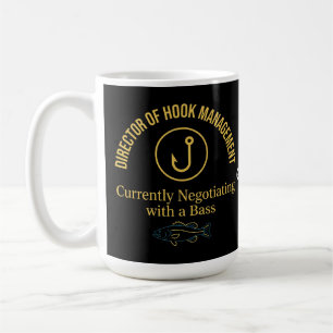 Director of Hook Management Funny Bass Fishing Hum Coffee Mug