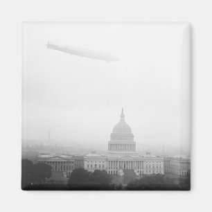 Dirigible Over D.C., 1920s Magnet