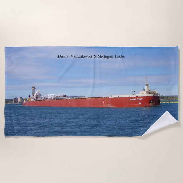 Dirk S. VanEnkevort & Michigan Trader beach towel (Front)