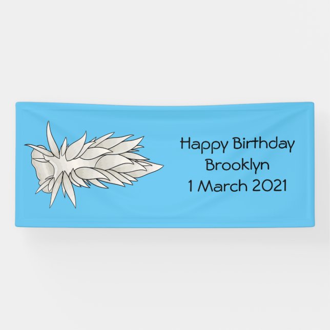 Dirona albolineata nudibranch cartoon illustration banner (Horizontal)