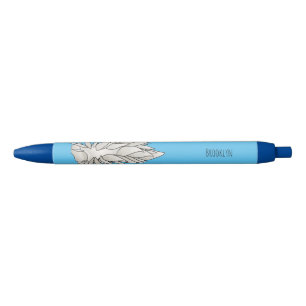 Dirona albolineata nudibranch cartoon illustration black ink pen