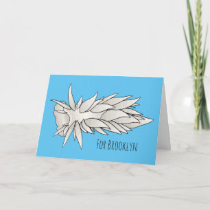 Dirona albolineata nudibranch cartoon illustration card