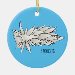 Dirona albolineata nudibranch cartoon illustration ceramic ornament