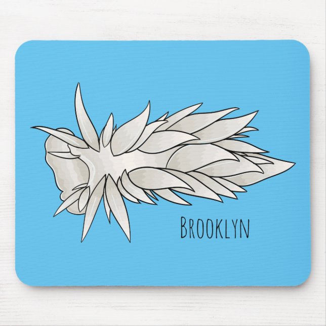 Dirona albolineata nudibranch cartoon illustration mouse pad (Front)