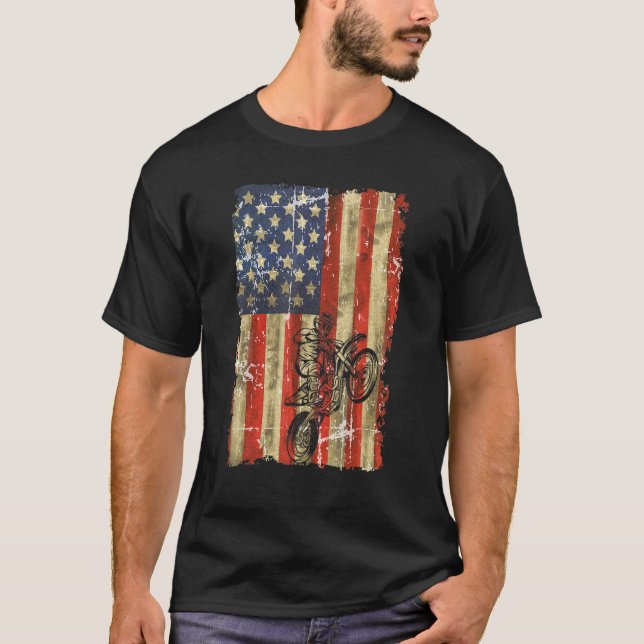 Dirt Bike  4th Of July  Boys Moto Biker Men Kids T-Shirt (Front)