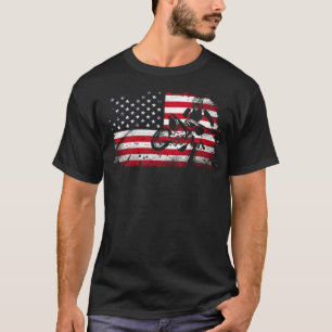 Dirt Bike American Flag 4th Of July T-Shirt