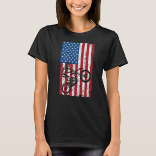 Dirt Bike American Flag Graphic Patriotic Usa 4th T-Shirt