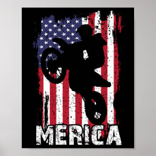 Dirt Bike American Flag Merica Motocross 4th Of Ju Poster