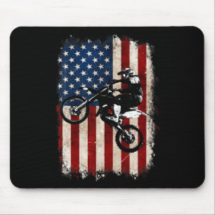 Dirt Bike American Flag Motocross Biker 4th Of Jul Mouse Pad