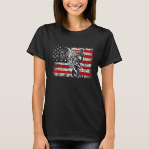 Dirt Bike American Flag Motocross Biker 4th of Jul T-Shirt