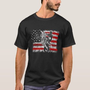 Dirt Bike American Flag Motocross Biker 4th of Jul T-Shirt