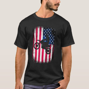 Dirt Bike American Flag Motocross Biker 4th of Jul T-Shirt
