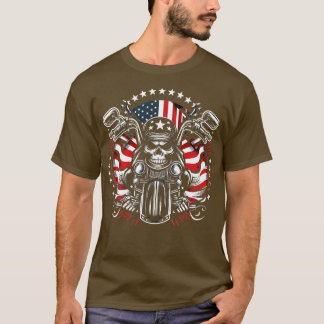 Dirt Bike American Flag Motocross Biker 4th of Jul T-Shirt