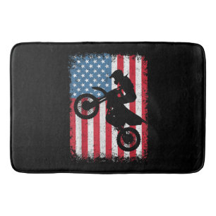 Dirt Bike American Flag Motocross Biker Men Boys V Bath Mat
