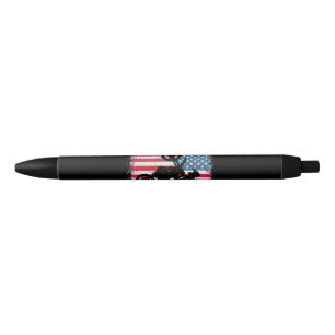 Dirt Bike American Flag Motocross Biker Men Boys V Black Ink Pen