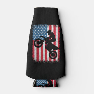 Dirt Bike American Flag Motocross Biker Men Boys V Bottle Cooler